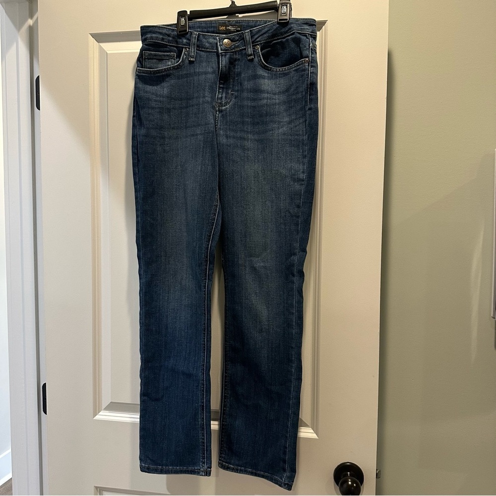 Lee Women's Dark Blue Straight Leg Mid Rise Jeans